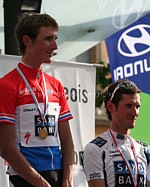 Andy and Frank Schleck on the podium of the National championships 2009